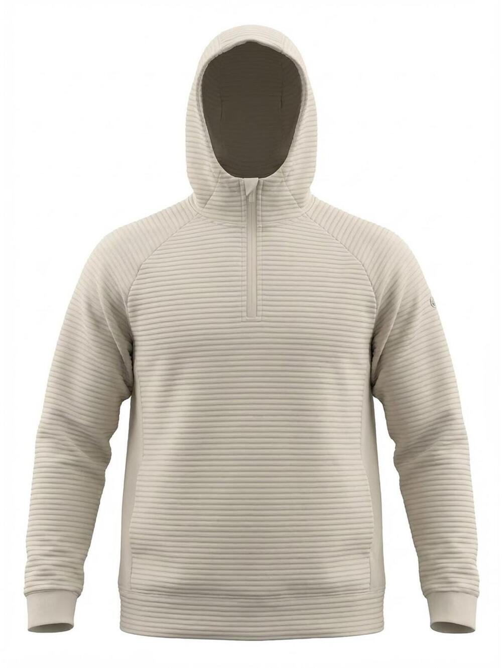 Beige Ribbed Hoodie Sweatshirt